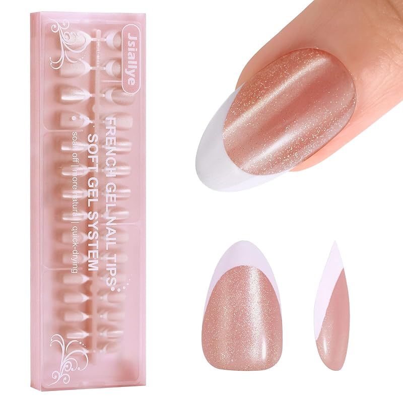 Milky Whit French Tip Press on Nails, 240Pcs French Press On Nail Short Square,Pre-Applied Primer & Top Coat,4 in 1 Gel Nail Tips Soak off Acrylic