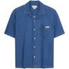 Trendy Vacation Style Cuban Collar Linen Blend Denim Short Sleeve Shirt Men Shirts 4LF764G