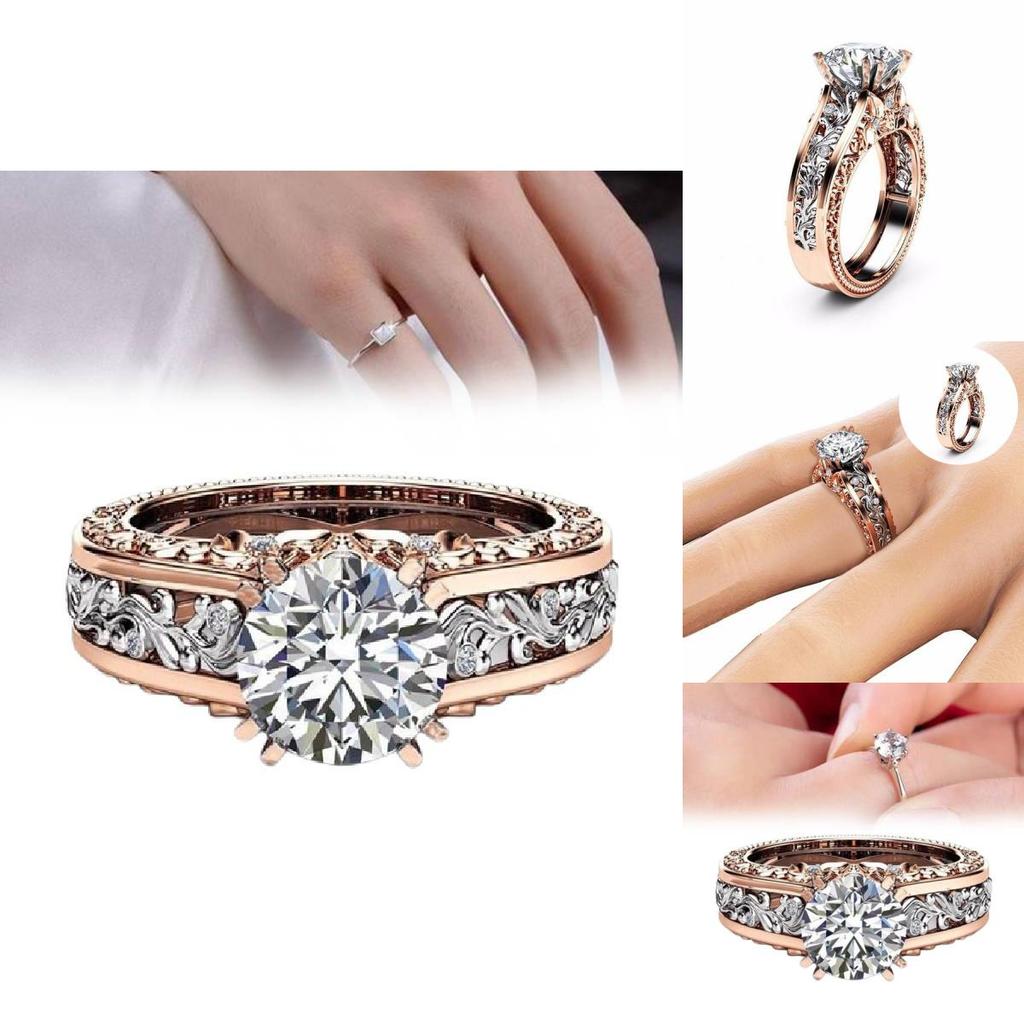 Stunning 14k Rose Gold Plated Colorful Floral Ring With Champagne Gemstone For Women