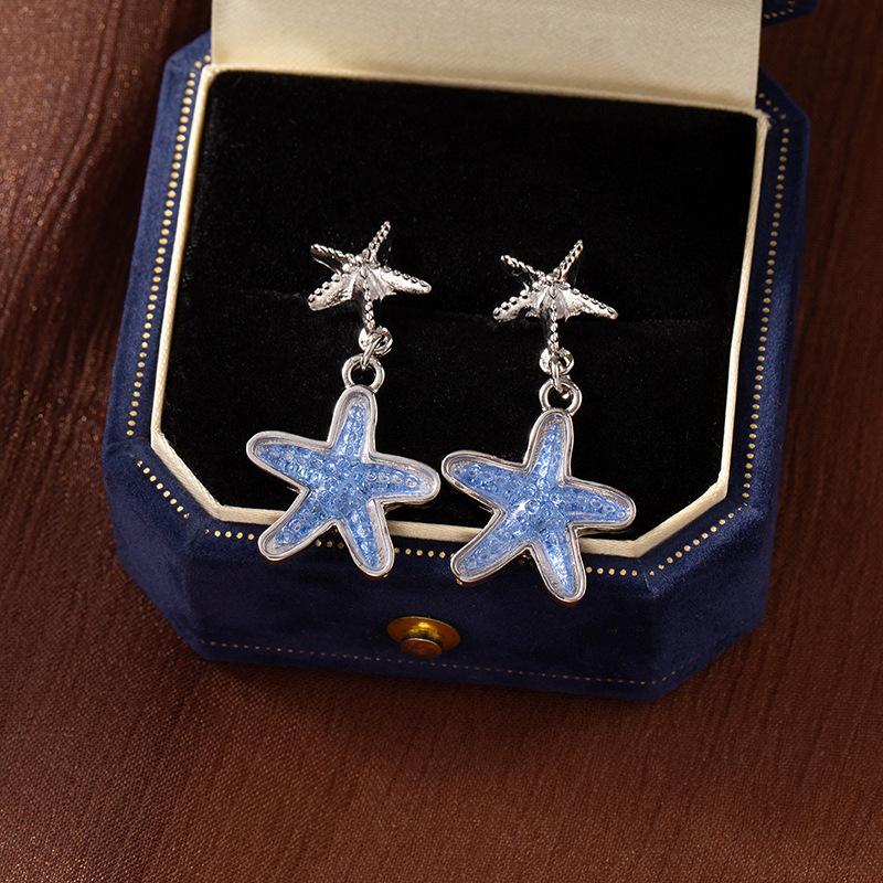 Light Luxury Earrings, Gold And Silver With Diamonds, Exaggerated Earrings, Exquisite Temperament, Shell Starfish Earrings, Advanced Sense