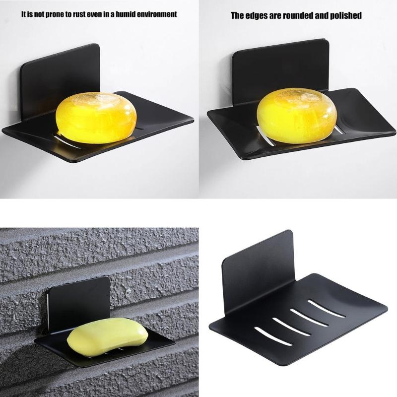 No Drilling Wall Mounted Soap Holder Stainless Steel Bathroom Organizers Drainage Tray for Kitchen Shower Shelf Dish