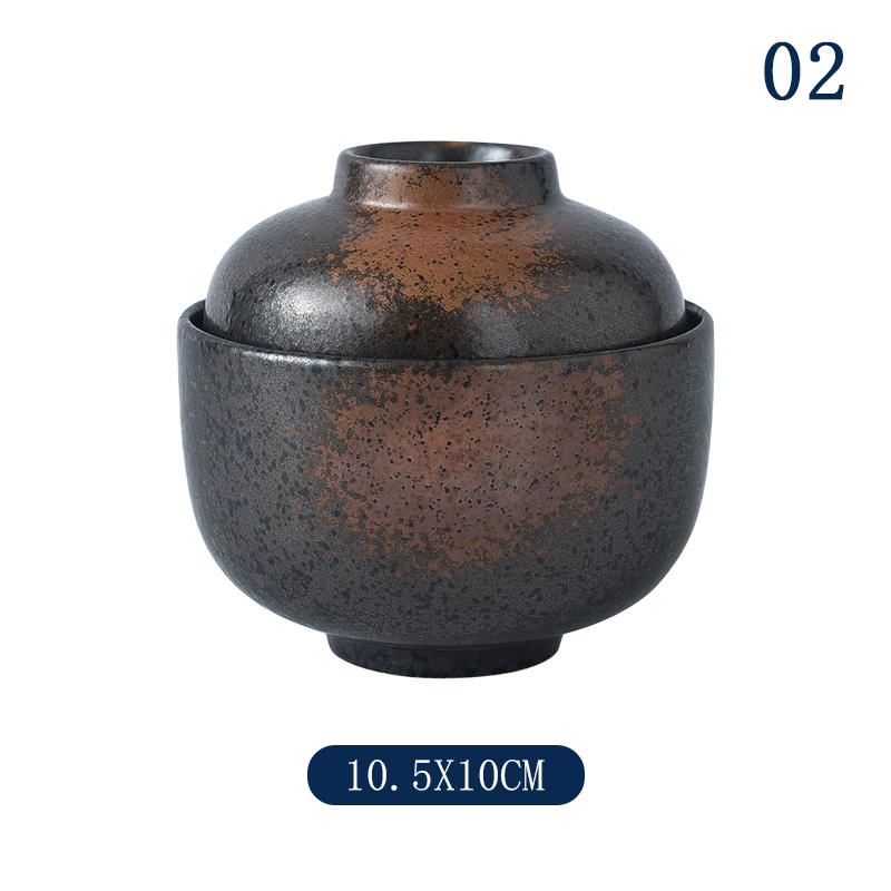 Japanische Suppen-Reisschale mit Deckel Sushi Knödel Würzschale Keramik Eierschale Dessert Traditionelle Miso-Suppenschale Besteck