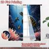 2D FLAT PRINTING 2pcs Curtains (Without Rod) Turtles Swimming Underwater Popular Minimalist Curtains Versatile Polyester Fabric