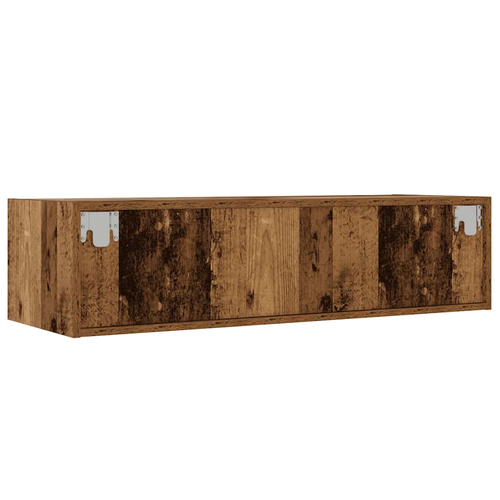 TV Cabinet with LED Lights Rustic Wood Look 100 x 35.5 x 25 cm