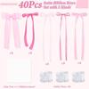 40Pcs Pink Bow Ribbon Festive Atmosphere Decor Striking Festival Ornaments DIY Photo Backdrop Bows Bedroom Decor