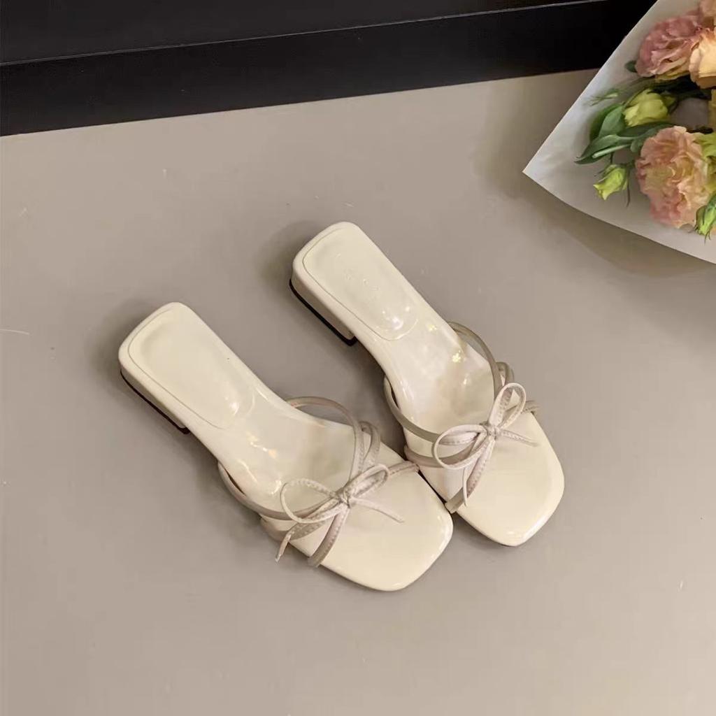 With Skirts, Beautiful Women's Cool Slippers 2025 Gentle Bow Open-toed Slippers Women's Summer Wear