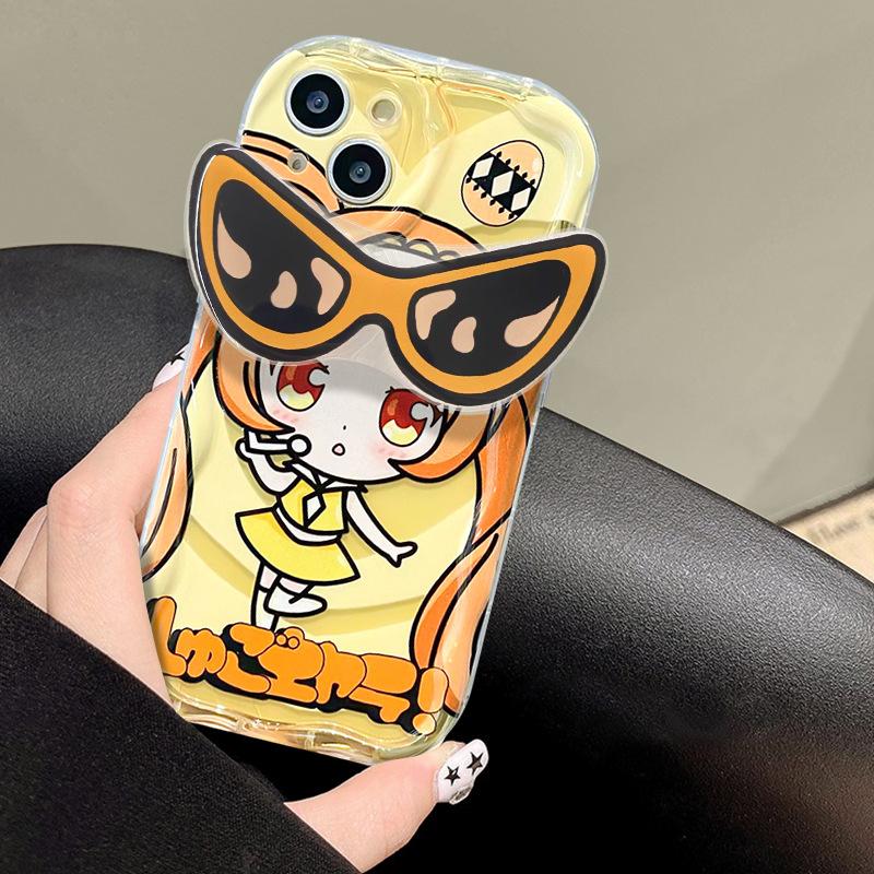 Applicable To Apple 15Pro Mobile Phone Case Iphone13/12 Transparent Silicone Xs/xr Cute Cartoon Sunglasses Holder 6