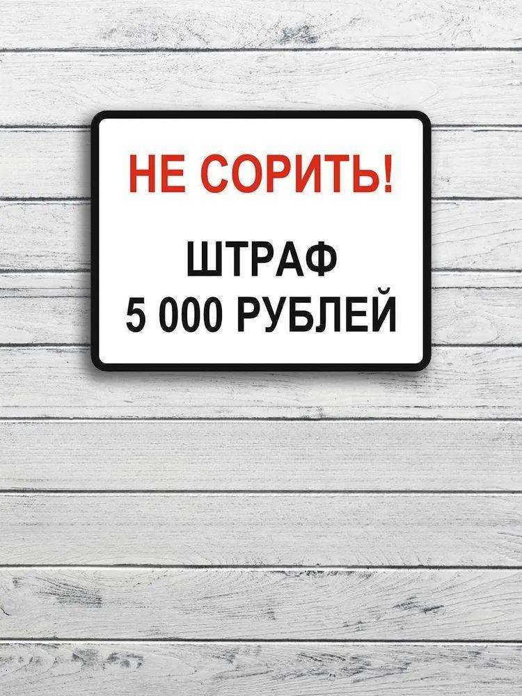 No Dumping Fine 10000 RUB Metal Sign 20x30cm, CCTV Surveillance Warning Plaque