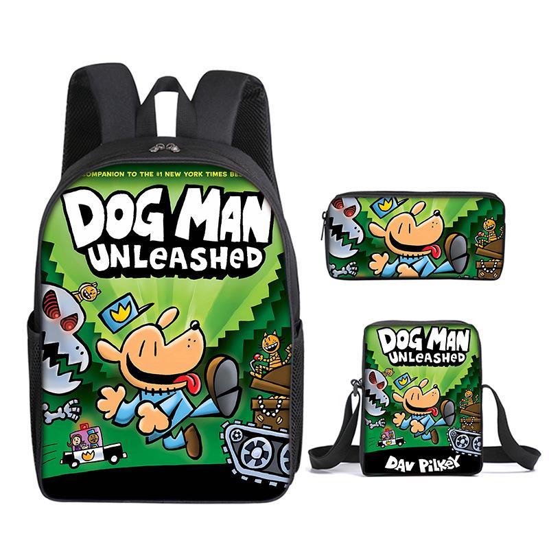 Klassiek Populair Grappig Hond Man 3D Print 3 stuks/Set leerling Schooltassen Laptop Dagrugzak Rugzak Schuin gedragen schoudertas Etui