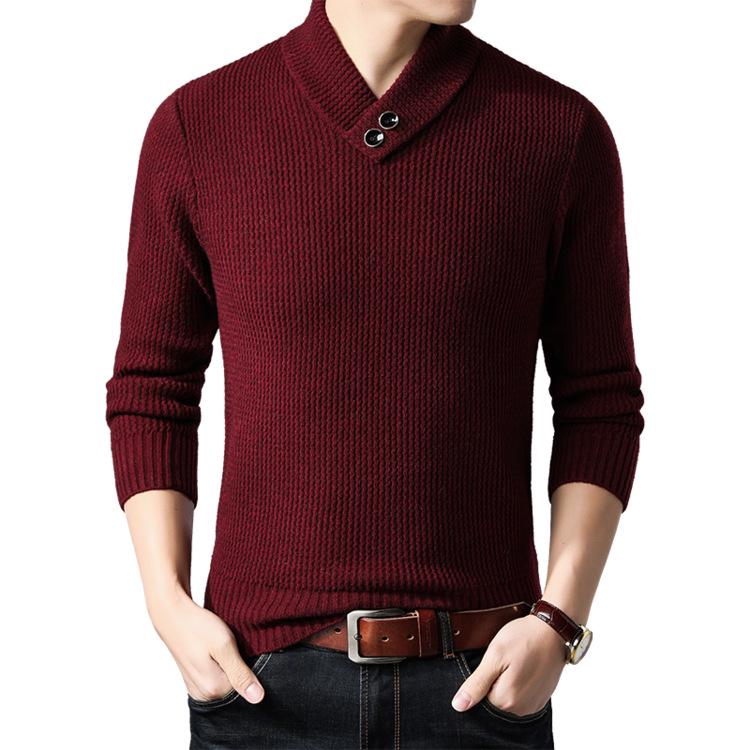 Men's Thick Knit Half-High Collar Sweater - Warm Threaded Base Layer for Autumn/Winter