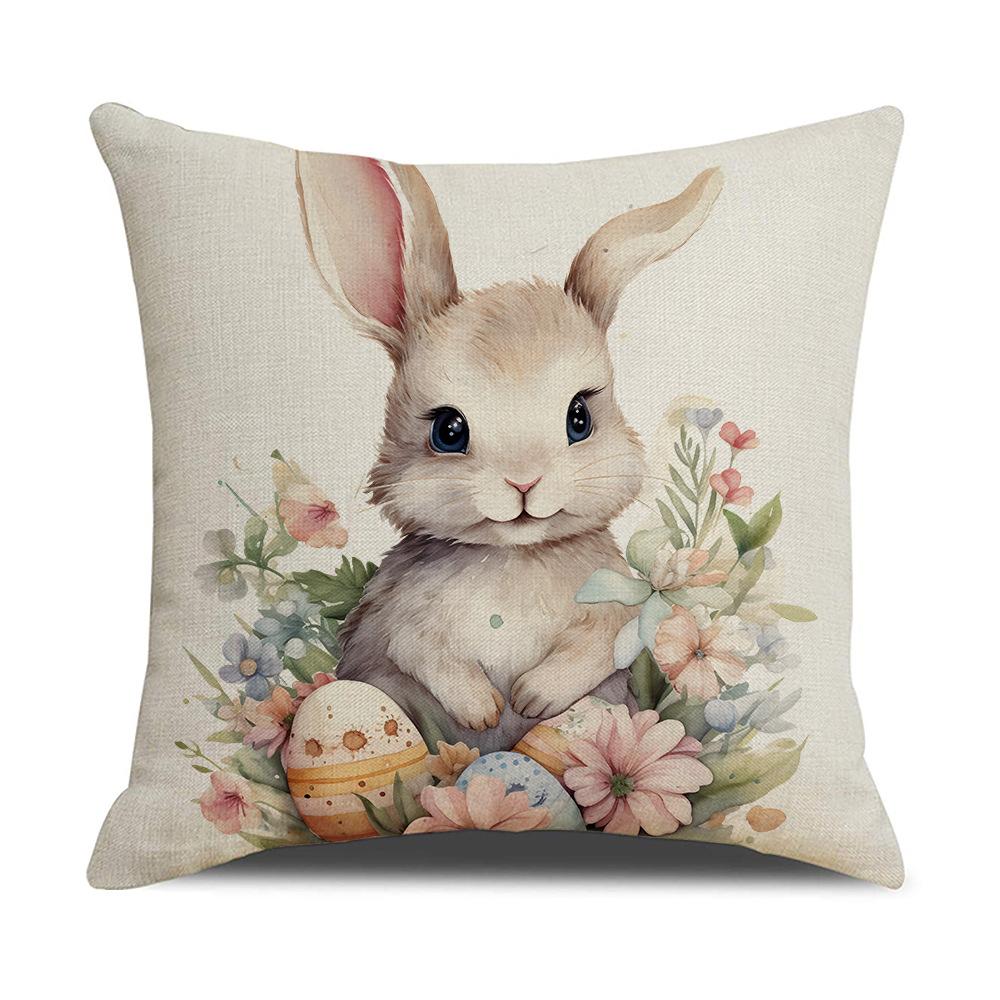 New Easter Pillowcase Country Cartoon Rabbit Easter Egg Pillowcase Sofa Cushion Pillowcase