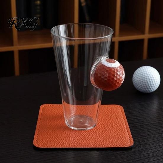 Versatile Home Drinkware Wine Glass, Golf/Football/Tennis/Rugby/Baseball/Billiards/Basketball Shape, Creative Transparent Stadium Cup for Sports Fans