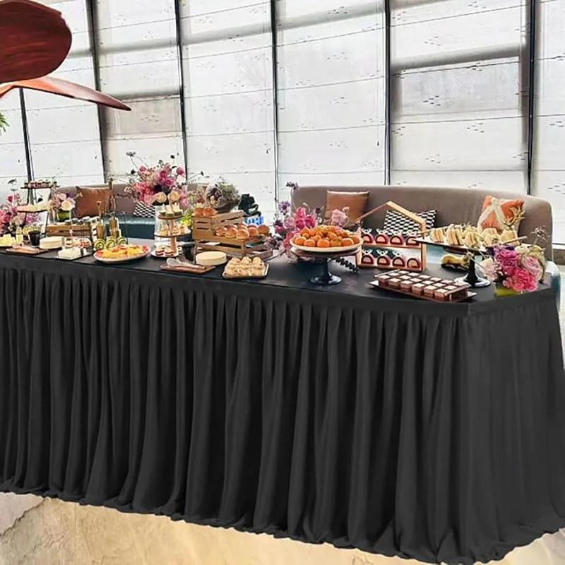 Party Table Skirt Birthday Pleated Dessert Tablecloth Cover Wedding Festive Table Skirting Baby Shower Home Table Decor