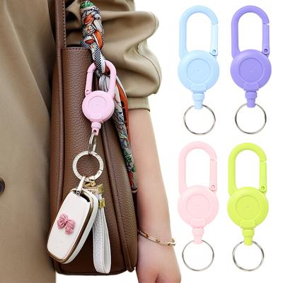 Brelok do kluczy Macaron Color Retractable Outdoor Anti-Theft Easy To Pull Sprzączka Linka stalowa Elastyczny brelok do kluczy Retractable Tool