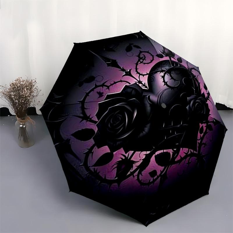 1pc Gothic Rose Emblem Umbrella with Plastic Handle, Suitable for All Seasons Outdoor PT401