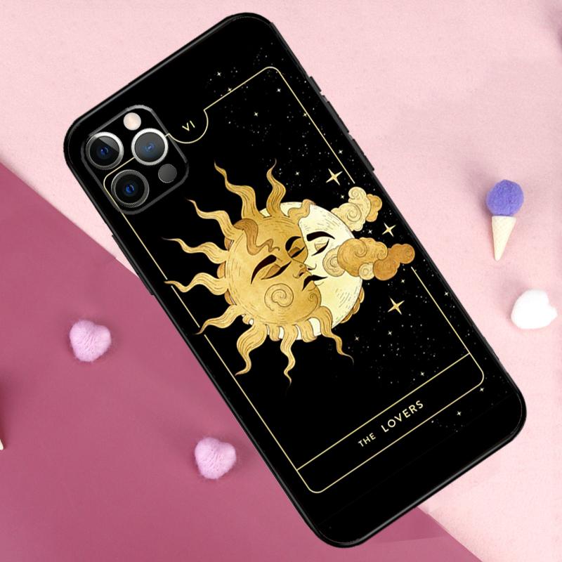 Crescent Moon Sun Phone Case For iPhone 17 Pro Max 11 14 15 16 Pro Max Plus 12 13 Mini 16e 17 Air Back Cover