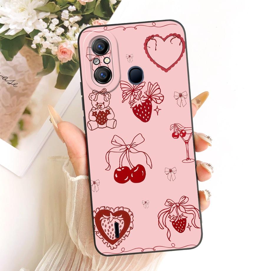 

New Fashion Painting Phone Case For Itel A58 Lite A50 A50c A57 A56 Funda Soft Matte Silicone Bow Pattern Cartoon Cat Back Covers Itel A58 Lite