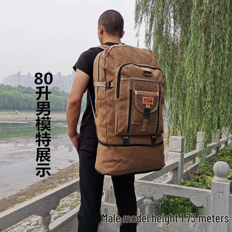 Extra Large Thickened Canvas Backpack for Hiking and Travel - Unisex