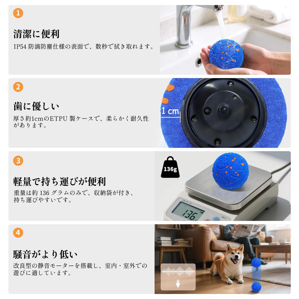 SCHITEC Automatic Dog Ball Toy, Electric Pet Toy with Chewing Function [3 Modes: Jumping and Straight Modes, ETPU Material], Rechargeable, Large Capac