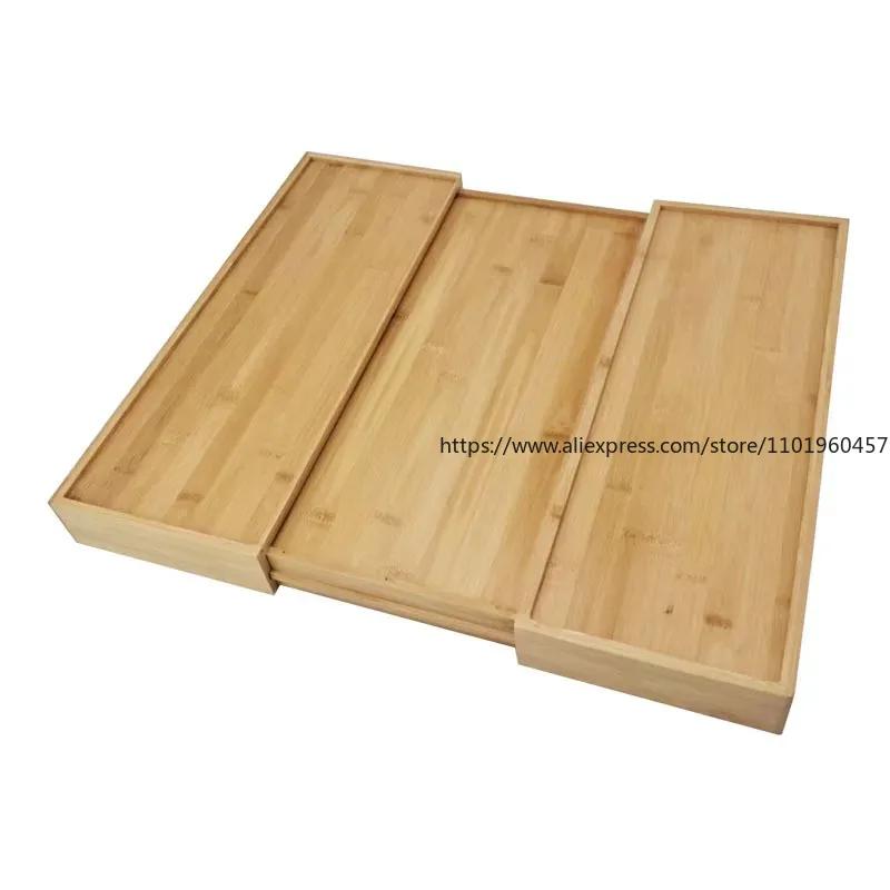 Bamboo Expandable Drawer Organizer for Utensils Holder, Adjustable Cutlery Tray, Wood Drawer Dividers Organizer for Silverware