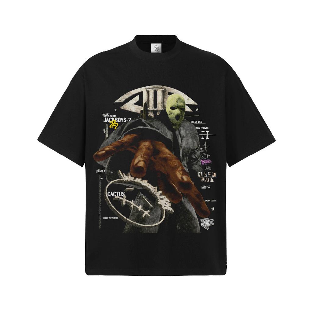 T-ra-vis Sco-tt Cactus Jack Graphic TShirt Unisex Oversized Hip Hop Rapper Casual Cotton Short Sleeve Trendy Skate Retro For Party