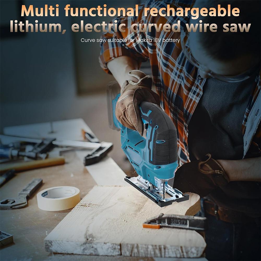 Cordless Jig Saw For Makita 18V-21V Electric Curved Saw With LED Lights And Infrared Linear Cutting Assist System (No Battery)