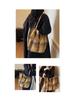 Korean Style Large Capacity Plaid Canvas Shoulder Bag for Women - Autumn/Winter 2025 Casual College Commute Tote
