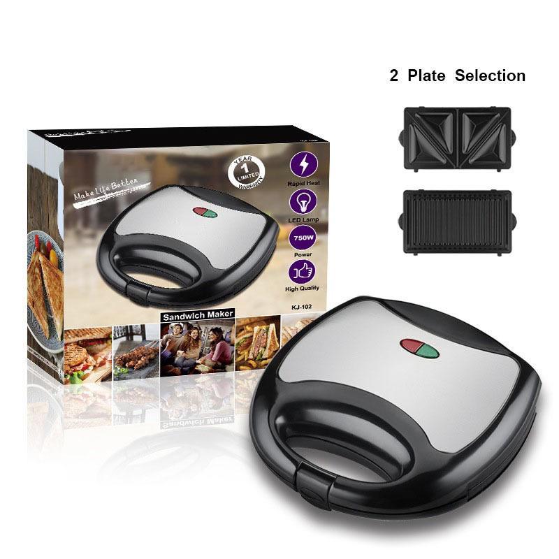 Edelstahl Panini-Presse & Waffelautomat - Sandwich-Toaster für das Frühstück