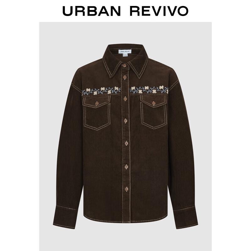 UR2025 Women s Embroidered Corduroy Casual Shirt S