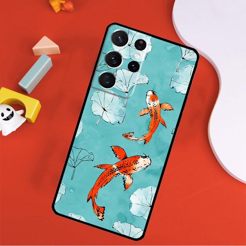 Koi Carp Fish Yin Yang Phone Case For Samsung Galaxy S24 Ultra S25 Ultra S9 S10 S20 S21 S22 S23 Plus S24 FE Cover