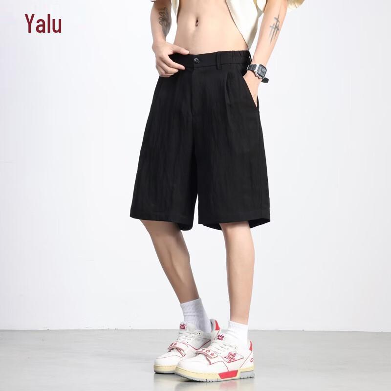 Yalu Men s Tencel Linen Straight Shorts XL