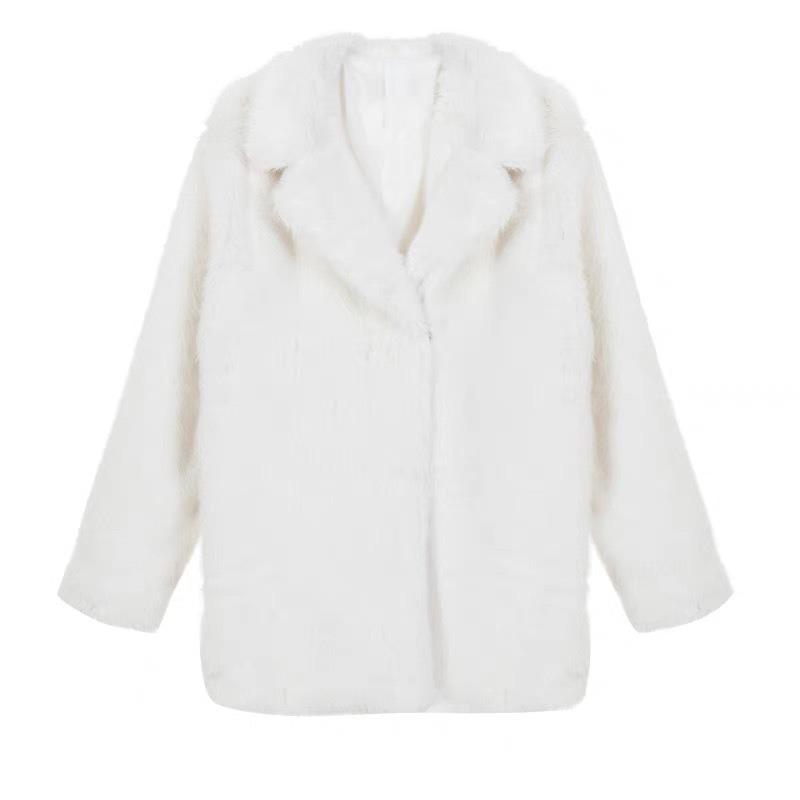 Autumn and Winter New Faux Fur Coat Suit Collar Mid-length Coat Women's Coat