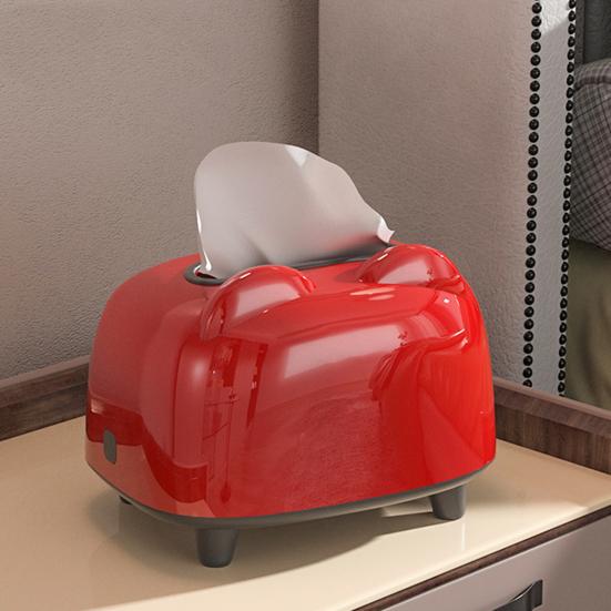 Tissue Box Holder with Phone Holder Slot Spring Support Tissue Dispenser Cover Tissue Case