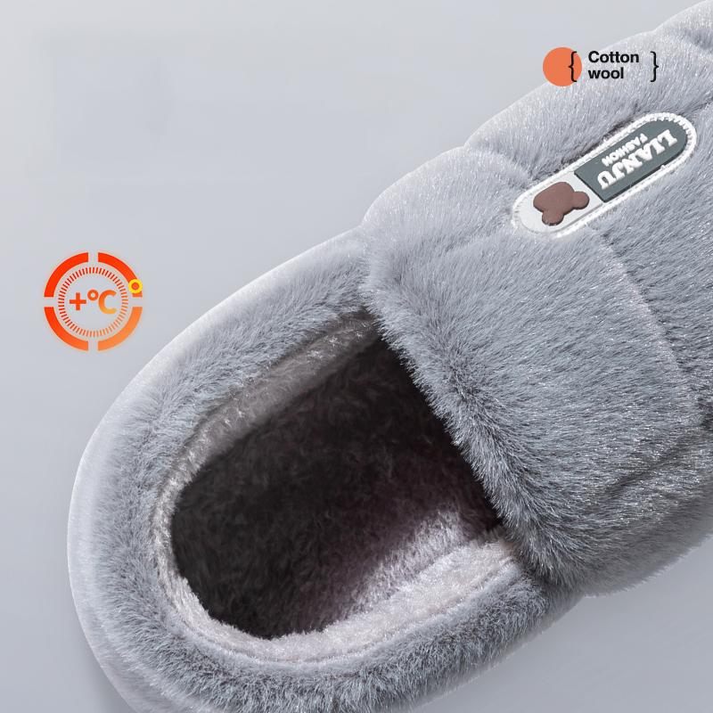 Big Size 50 51 Winter Slippers Women Men Thick Sole Indoor Home Warm Couples Shoes Non-Slip Flat Platform Women's Cotton Slipper