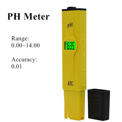 Portable PH Meter High Accuracy 0.01 Water Quality Tester ATC PH Tester Water Purity Monitor PH Test Pen for Pool Aquarium