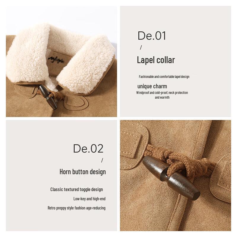 MJ STYLE Women's Faux Suede Shearling Stand Collar Jacket