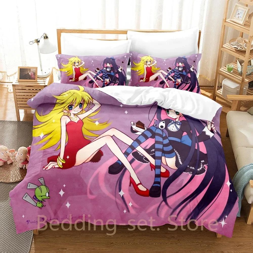 Panty And Stocking Bedding Set Single Twin Full Queen King Size Bed Set Adult Kid Bedroom Duvetcover Anime Bed Sheet Set