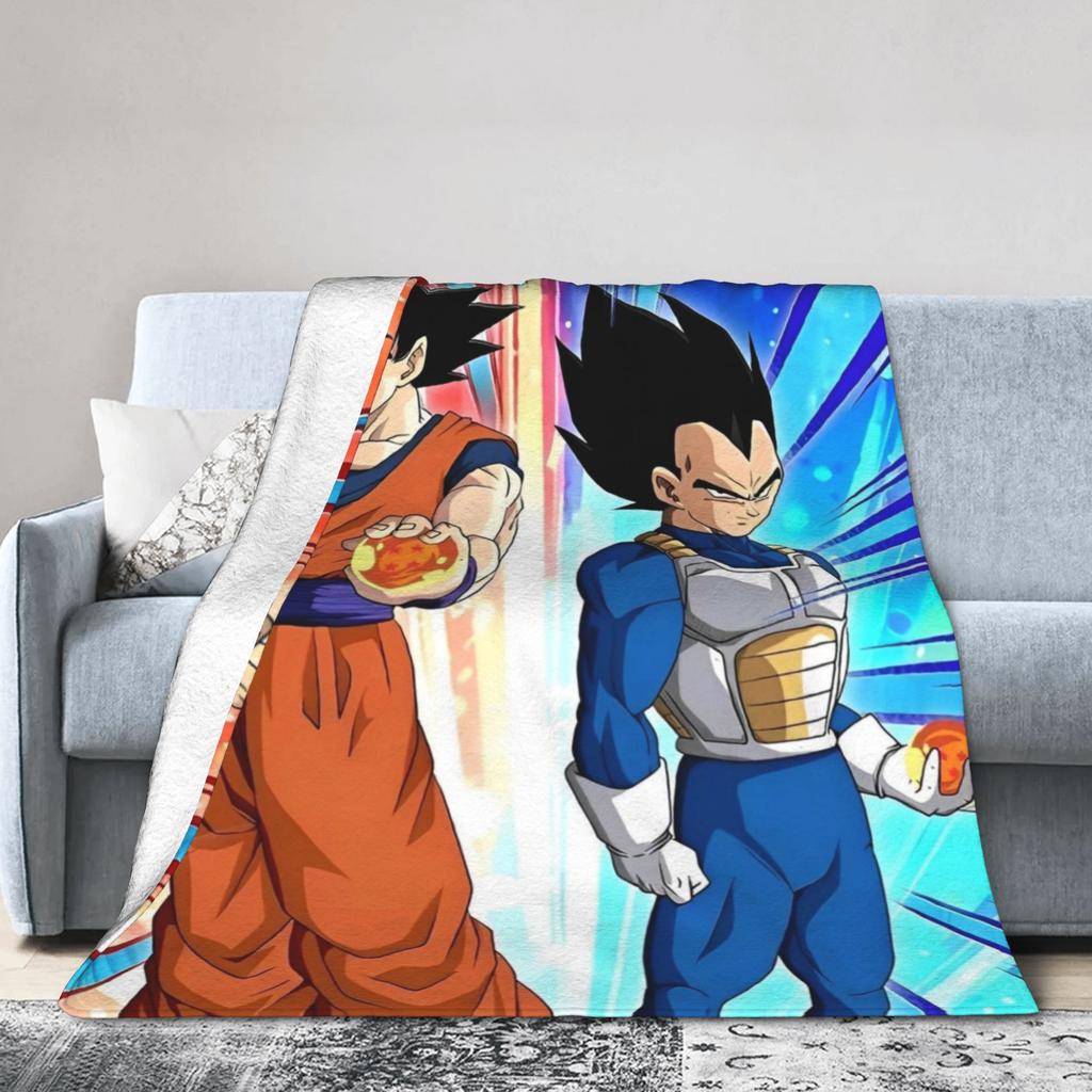 Super Saiyan DBZ Blankets Fleece Summer Air Conditioning Multifunction Throw Blankets for Bedding Bedroom Bedding Throws