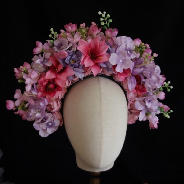 Flower Crowns Headpiece with Double Side Headband for Bridal Women Photo Props