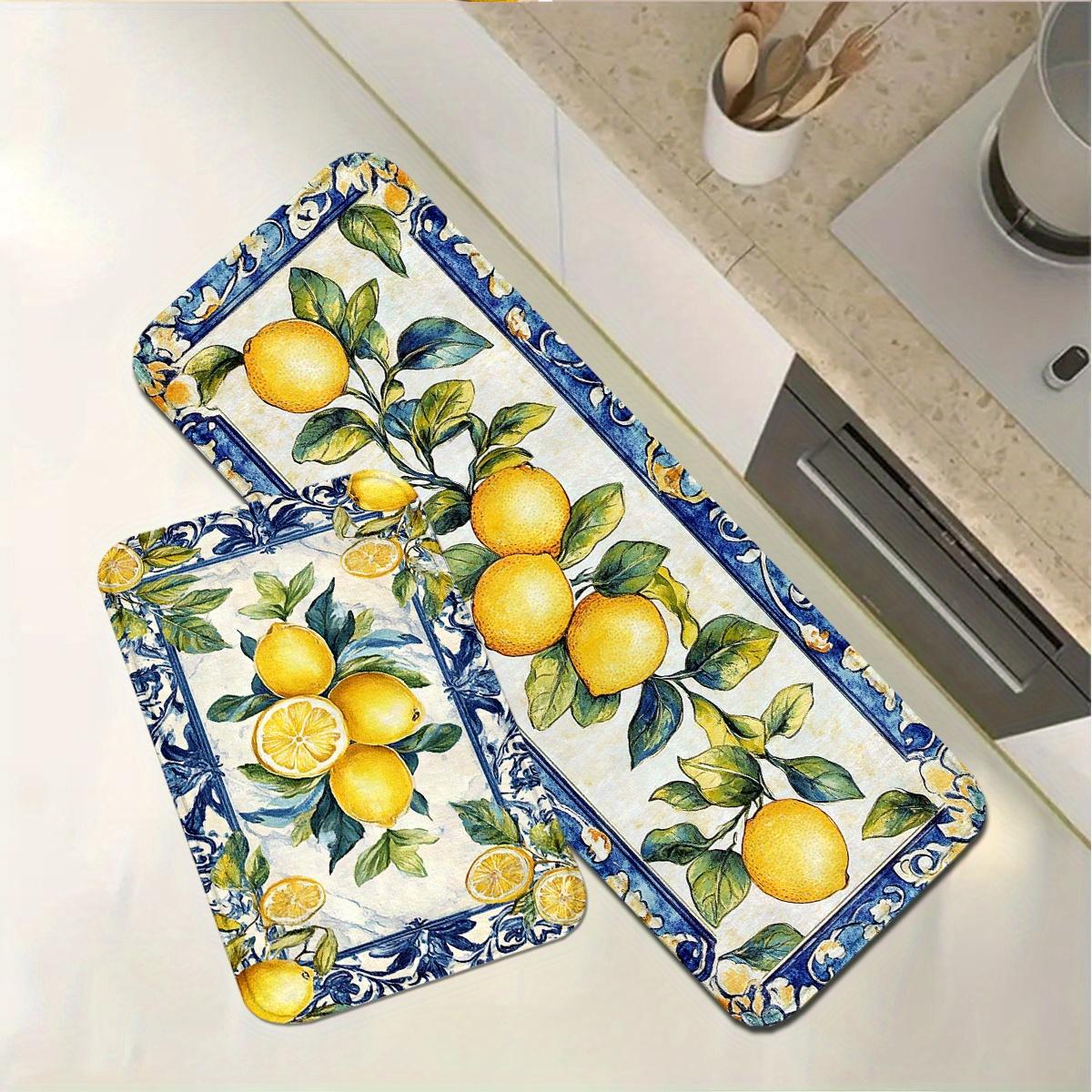 

VIKAMA 1/2 шт. Лимонный кухонный коврик Мягкий нескользящий коврик для прачечной, столовой, спальни, прихожей, коврик для двери, декор для дома 40x60cm 1pc