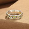 Ancient Craft Enamel Gold-Painted Gingko Vine Heart Sutra Ring for Women – Open Vintage Niche Exquisite Finger Band