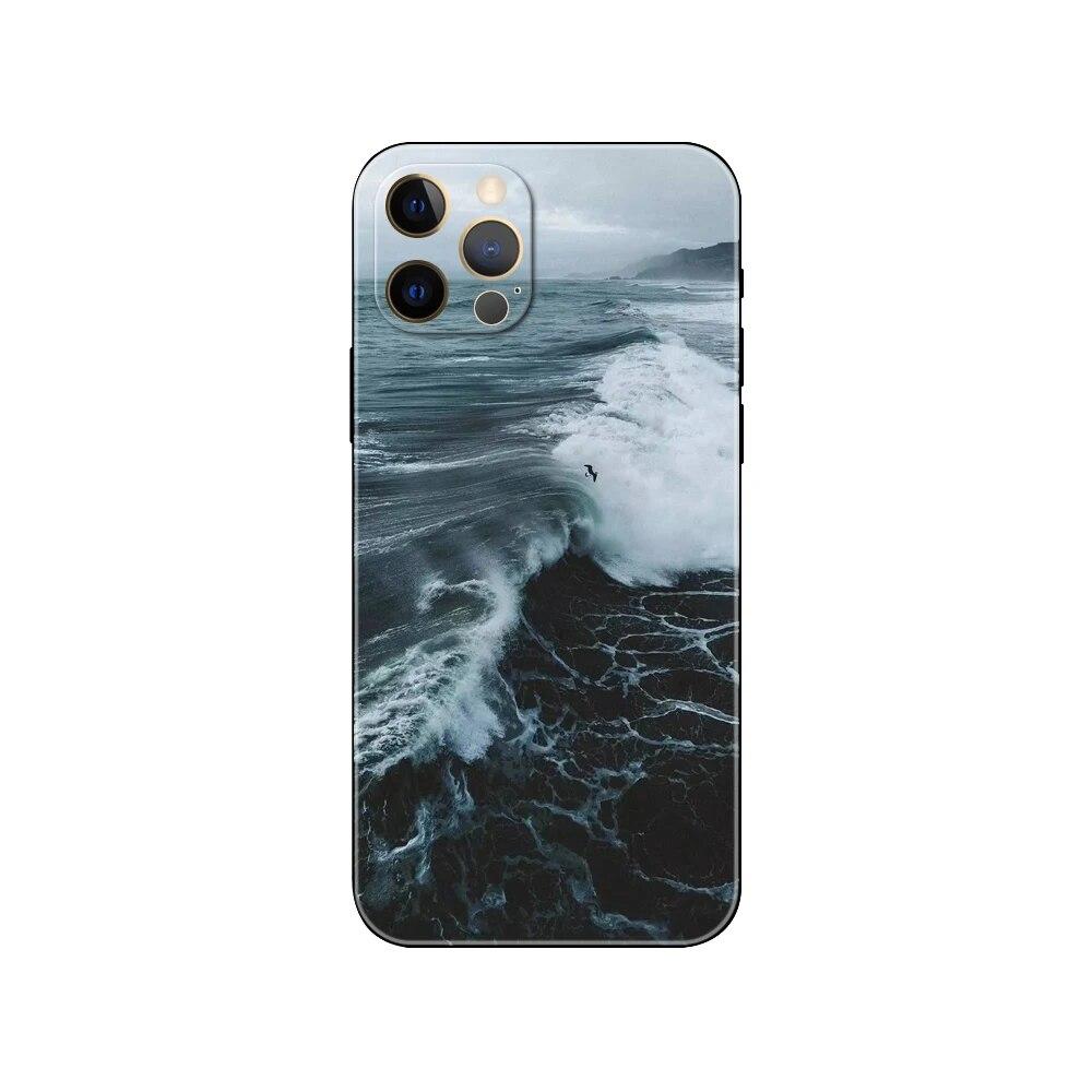 Capa de telefone de arte azul oceano para iPhone Samsung Galaxy Redmi Xiaomi Oppo OnePlus Note SA 7 8 9 10 11 12 13 14 20 21 22 23 53 54 Pro Max Ultra TPU macio