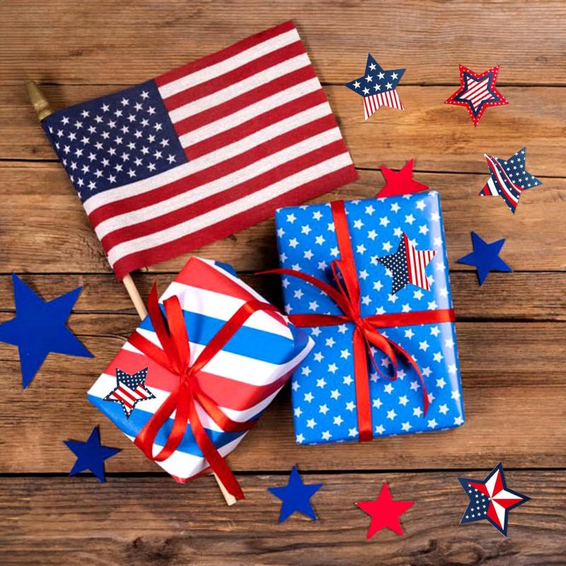 500pcs American Independence Day Stickers, Pentagram Star Stickers For Envelopes, Giftsand Party Celebration Decorations