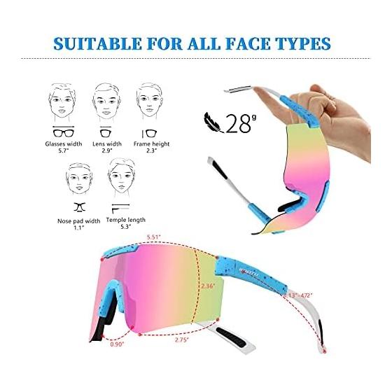[KOOTU] Sunglasses Sports Polarized Cycling Glasses Men or Women Bike Eyewear Driving Baseball Sunglasses Color Dots