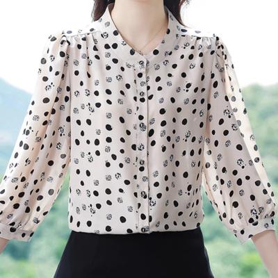 Chemise en mousseline de soie florale pour femmes, haut à manches 3/4, col rond, imprimé, à la mode, nouvelle collection été, M-5XL