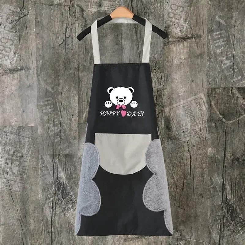 

Little Bear Hand Wipe Apron Waterproof And Oil Resistant Neck Hanger Fashion Cute Kitchen Waiter Uniforms Accessories