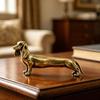Vintage Brass Dachshund Statue Mini Standing Dog Sculpture Collectible Animal Ornament for Home Office Bookshelf Desktop Decor
