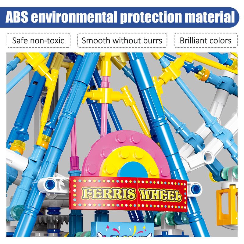 City Friends MOC Rotating Ferris Wheel Building Blocks Electric Bricks with Light Toys for Children Christmas Gifts