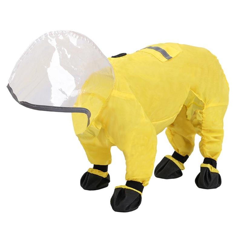 

Full Coverage Dog Rainwear Waterproof Rain Coat Fashion Rainwear Outdoor Activity Pet Hooded Rain Coat with Foot Cover S