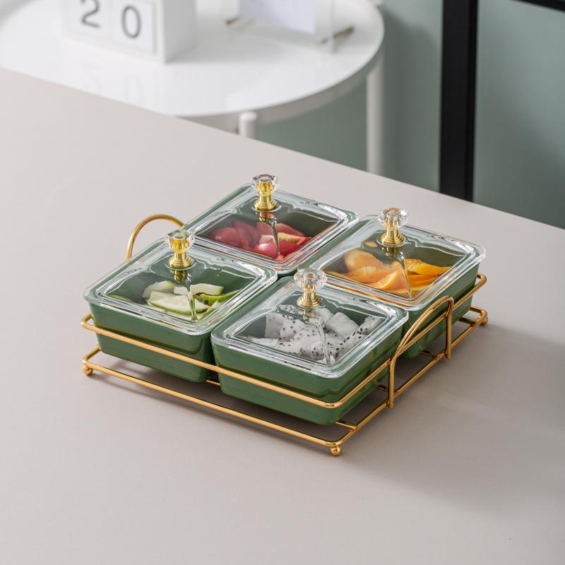Ktv Clubhouse Fruit Plate Melamine Bar Muscle Foot Four Or Six Gongge Snack Plate Grid Barbecue Cold Vegetables Snack Plate Plate Plate